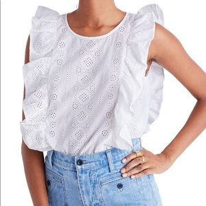 Madewell Eyelet Bellflower Ruffle Top